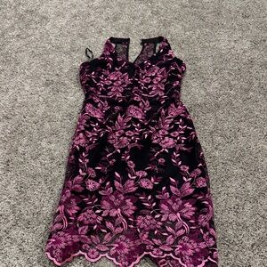 Siena Studio Black and Pink Floral Midi Dress